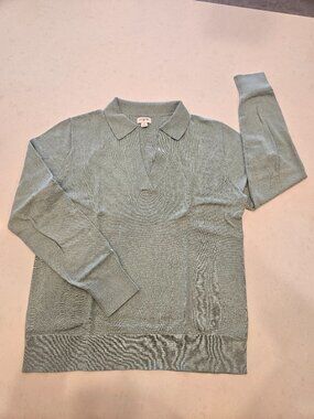 J.Crew Factory Sweater Polo Collared V-Neck - Light Green - Size S